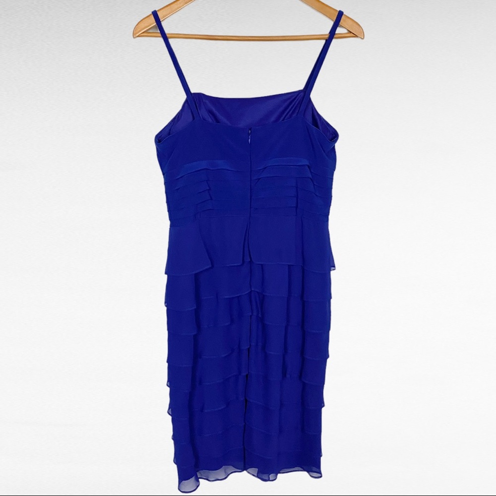 Jessica Howard | Royal Blue Strapless Layered Cocktail Dress & Cropped Bolero - Picture 7 of 16
